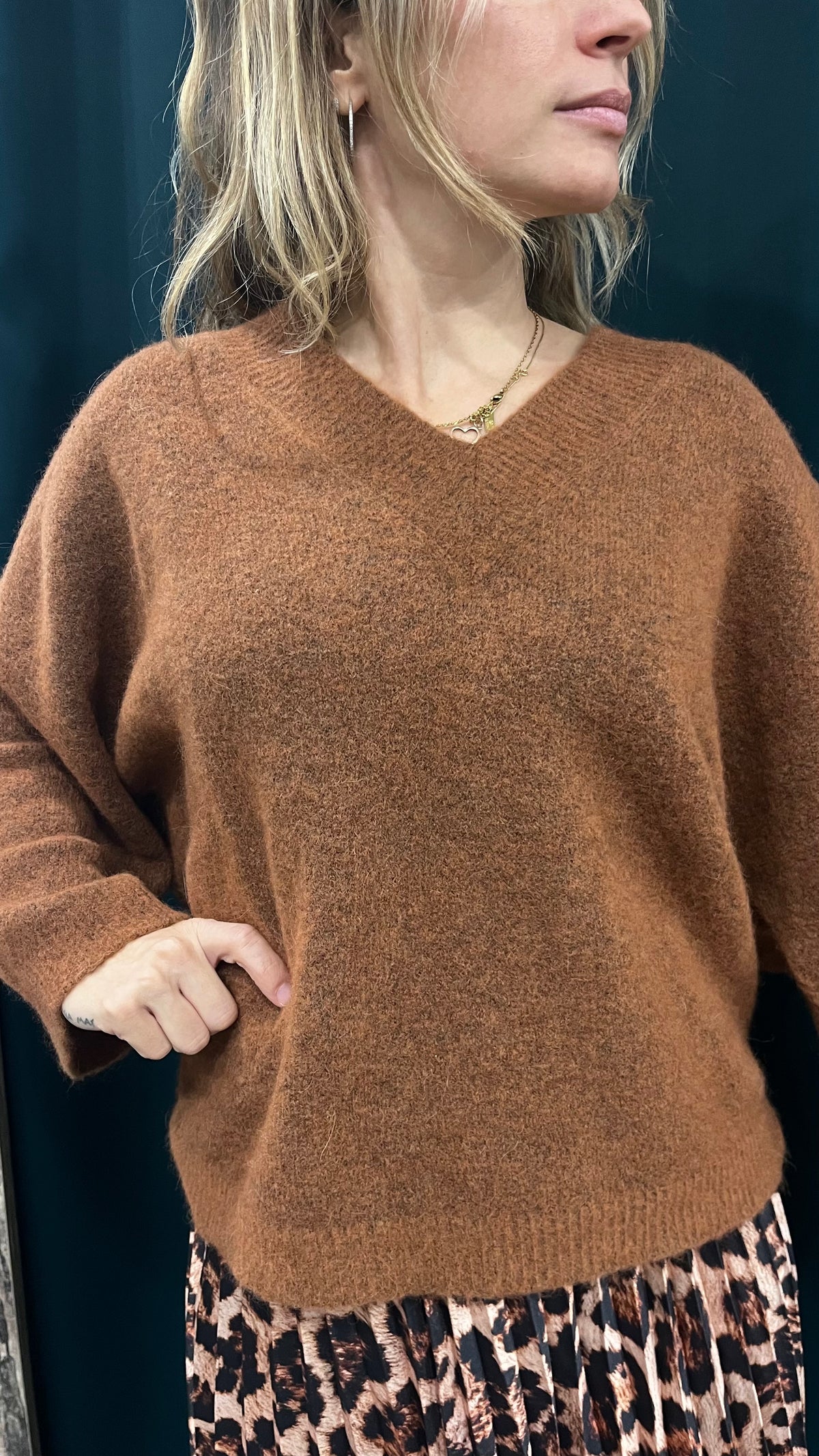Maglione Duda Alpaca Lana Mattone