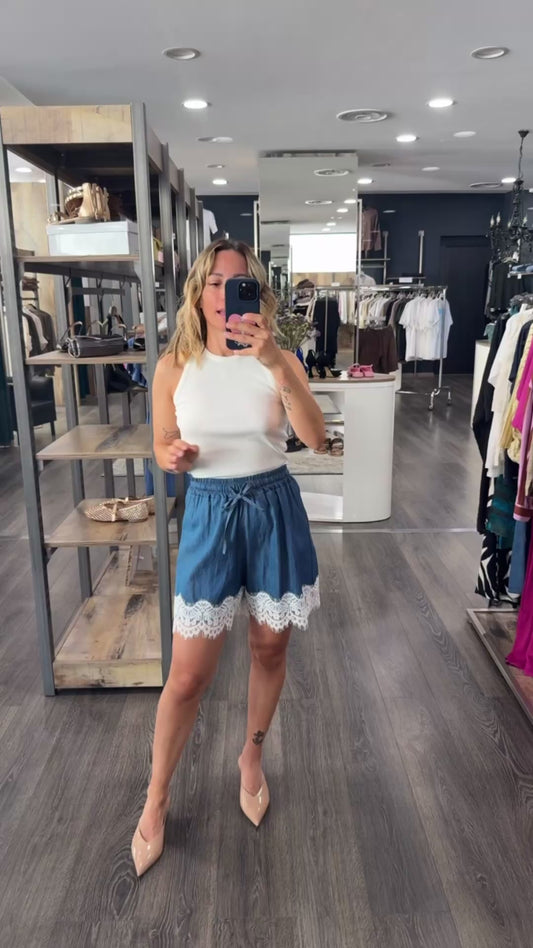 Shorts Vicolo Denim e pizzo